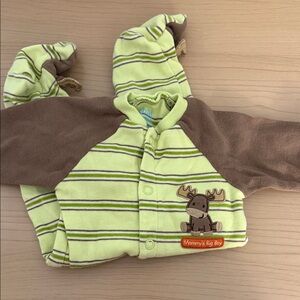 Striped Baby Onesie with Moose Design